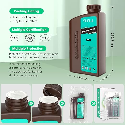 SUNLU 3D Printer Resin 2kg, Fast Curing Standard 3D Resin - Image 7