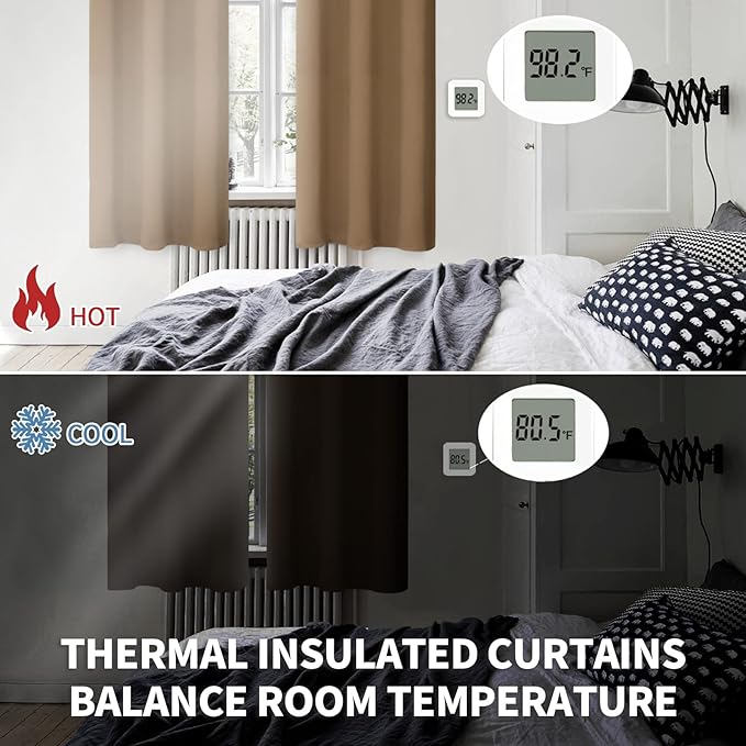 BGment Blackout Curtains for Living Room - Grommet Thermal Insulated Room Darkening Curtains for Bedroom, 2 Panels of 52 x 63 Inch, Taupe