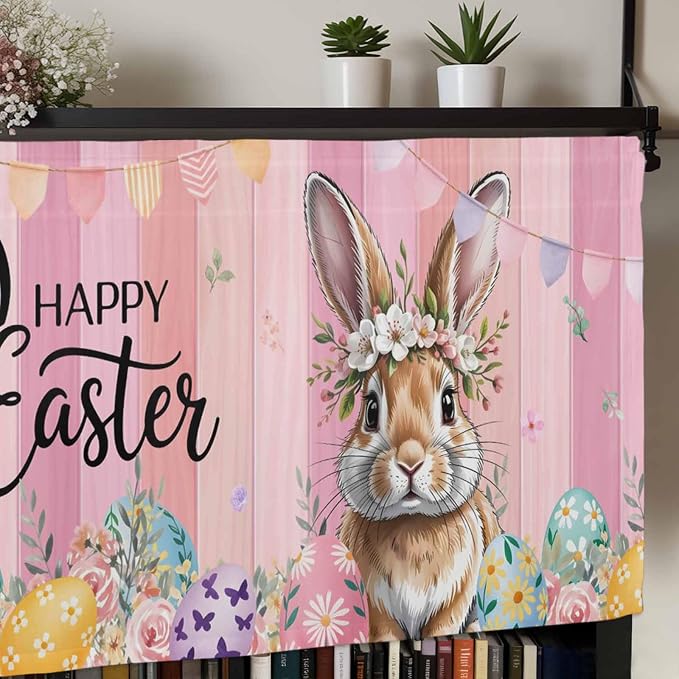 Easter Curtain Valances for Windows, Kitchen Valance Window Treatment, Spring - Image 7