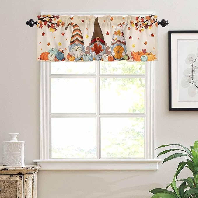Fall Kitchen Curtain Set, Light Filtering Short Curtains Valance - Image 7