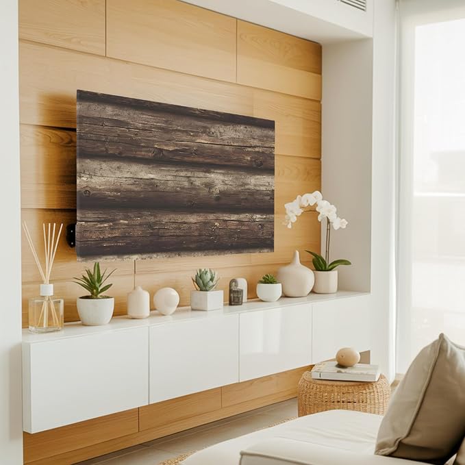 Farmhouse Vintage Wood Grain Indoor TV Cover, Elastic TV Screen Protector - Image 2