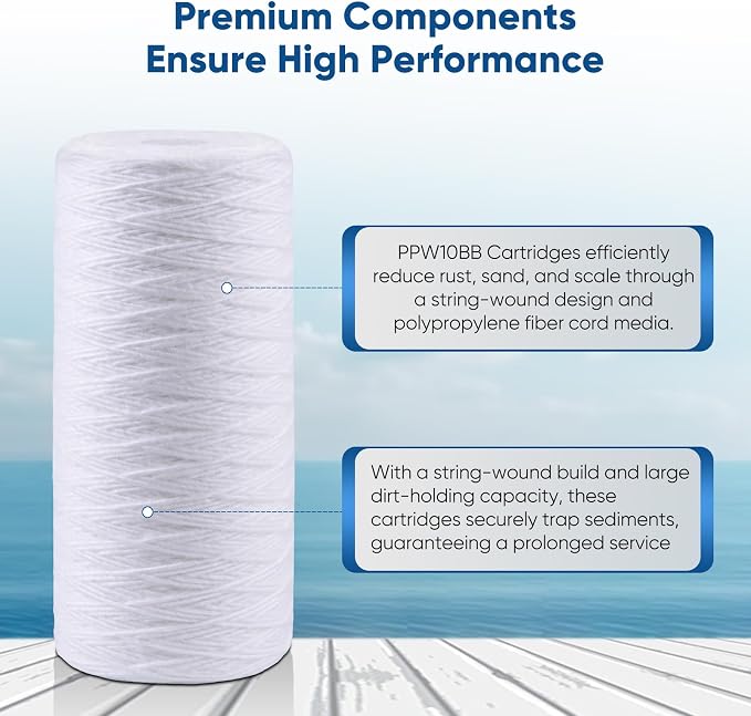 PUREPLUS 5 Micron 10 x 4.5 Whole House String Wound Sediment Filter - Image 7