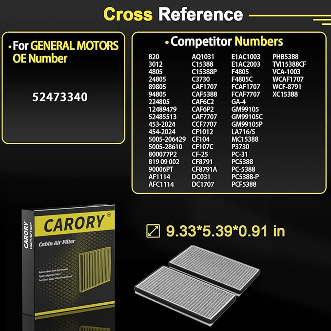 CARORY Cabin Air Filter w/Activated Carbon - Image 4