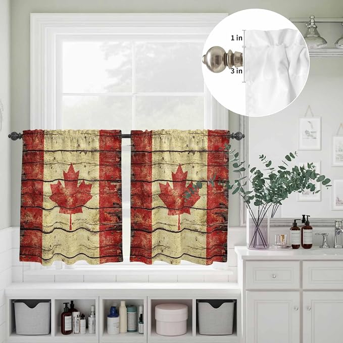 Kitchen Curtains Tiers and Valance Set of 3, Canada Light Filtering Window - Image 8