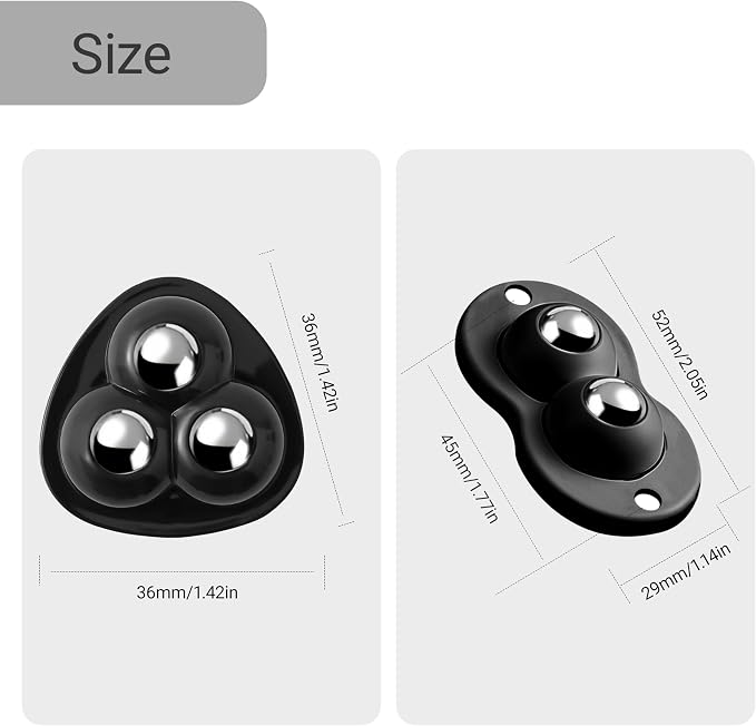 Black Four Piece Self-Adhesive Wheel Set（2Beads）, 360 Degree Rotating Universal - Image 2
