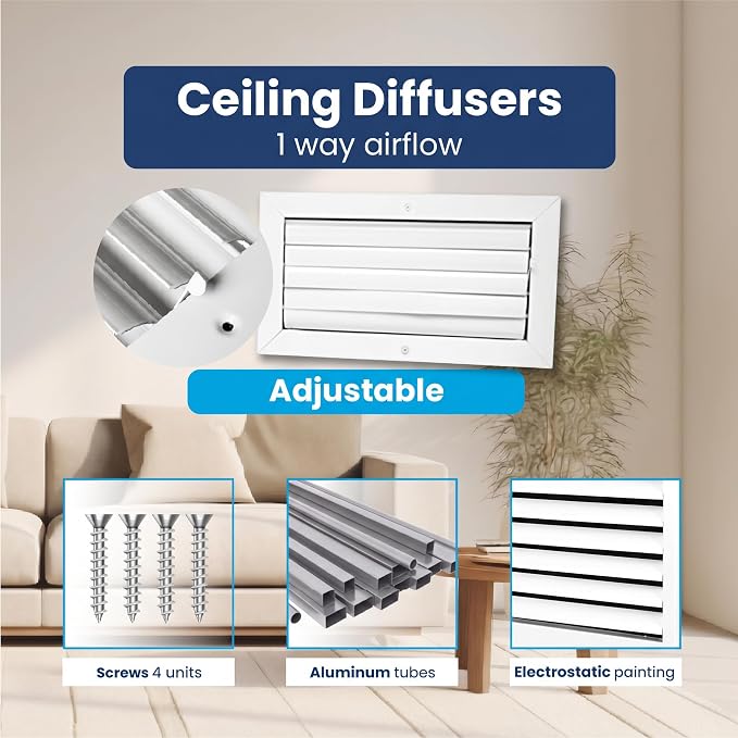 6x10 Aluminum Wall Ceiling Air Vent Register 1-Way HVAC Vent Cover - Image 4
