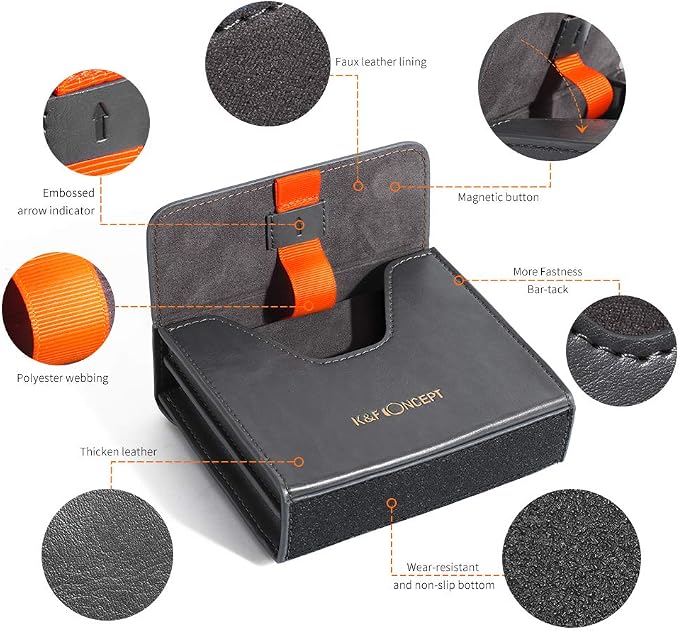 K&F Concept Lens Filter Case 4 Pocket, Leather Carrying Filters Bag Pouch - Image 8