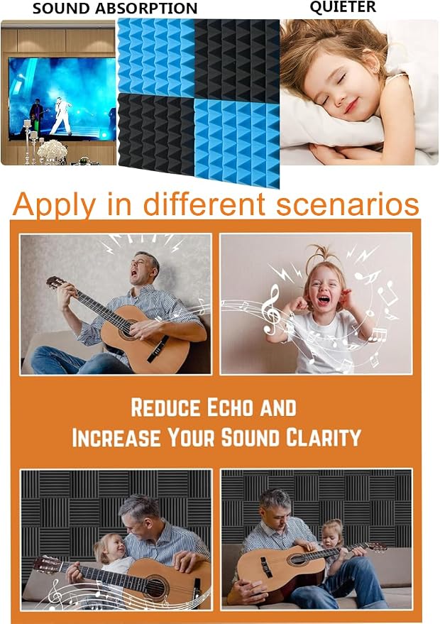 Sound Proof Foam Panels for Wall 24 Pack Acoustic Panels Sound Absorbing 2" X - Image 4