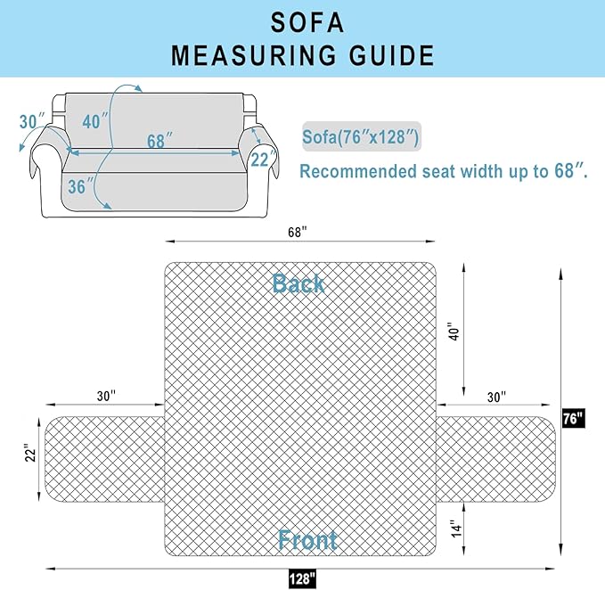 Reversible Sofa Covers Couch Cover Furniture Protector for Dogs Elastic Straps Water Resistant(Sofa,Navy/Camel)