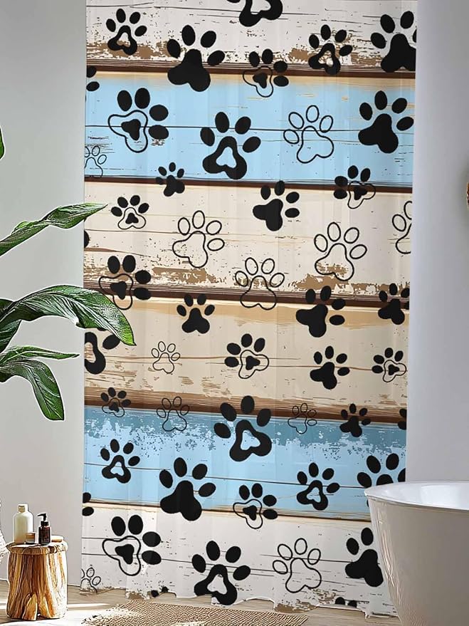 Sheer Curtains 84 Inches Long, Vintage Farmhouse Rustic Wooden Grain Privacy - Image 4