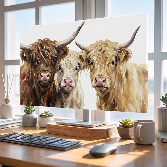 Farmhouse Highland Cows Indoor TV Cover, Elastic TV Screen Protector Watercolor - Image 4