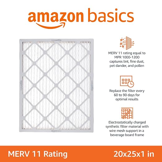 Amazon Basics 20x25x1 Air Filter 6-Pack, MERV 11 AC Furnace Filters, Allergy - Image 2