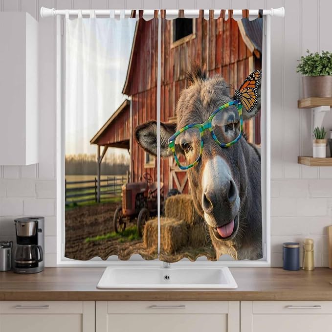 Farm Donkeys Living Room Curtains 84 Inch Length, Window Curtains Tab Top - Image 9