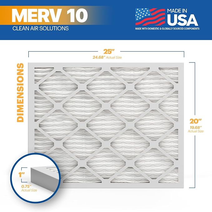 BNX TruFilter 20x25x1 MERV 10 AC Furnace Air Filter - Image 2