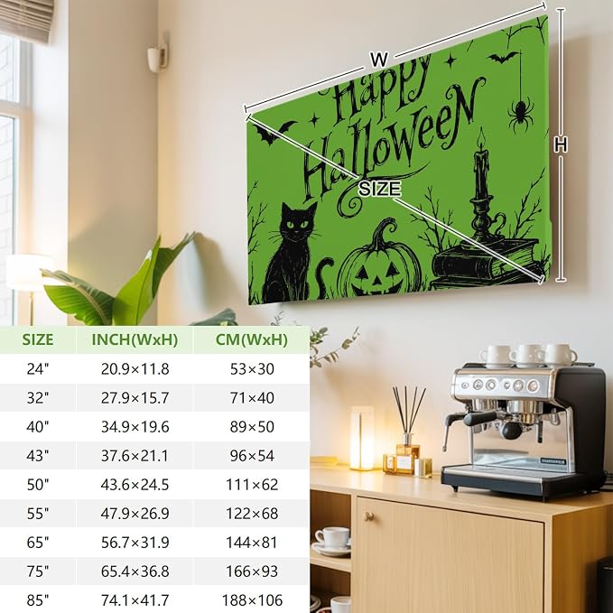 Happy Halloween Black Cat Pumpkin Indoor TV Cover, Elastic TV Screen Protector - Image 4