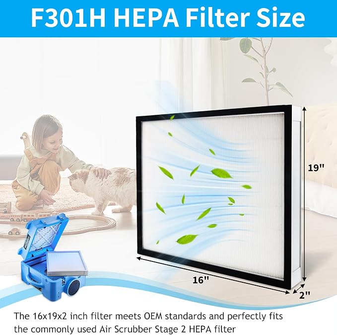 2 Pack F301H HEPA Filter, AS-550 Air Scrubber Stage 2 HEPA 550 Air Filter - Image 2