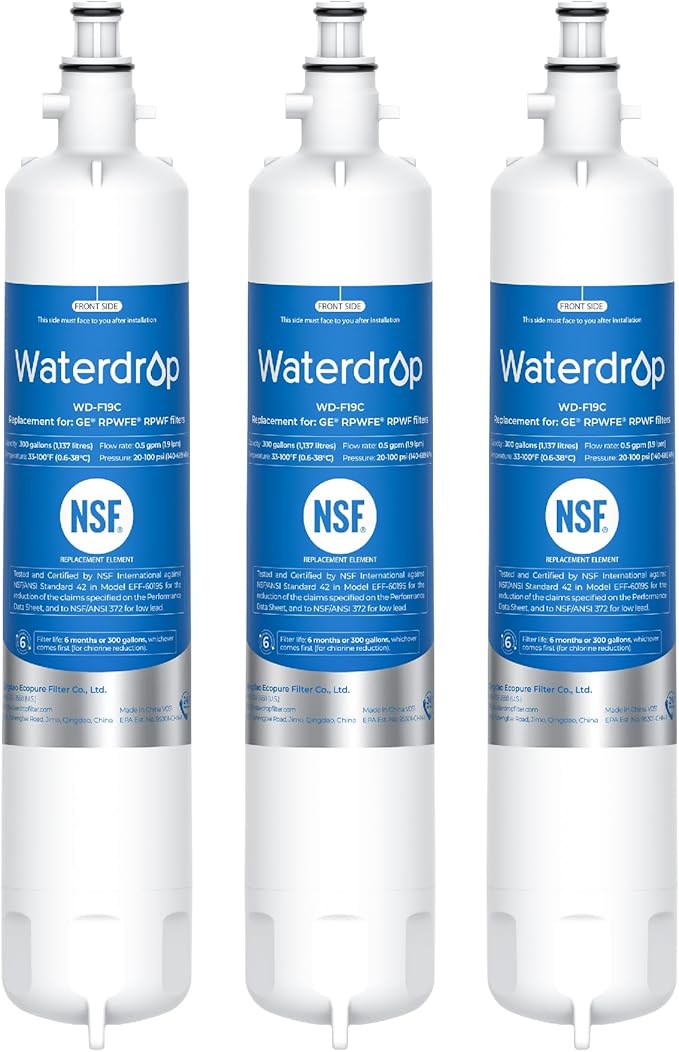 Waterdrop WD-F19C Replacement for GE® RPWFE®, RPWF Refrigerator Water Filter by Waterdrop