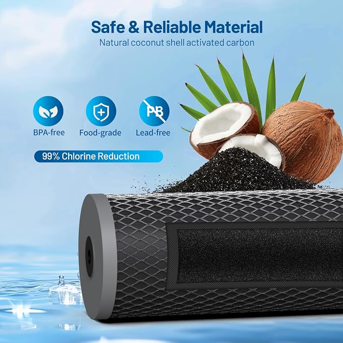 5 Micron 10" x 4.5" Whole House Carbon Block Sediment Water Filter Cartridge - Image 3