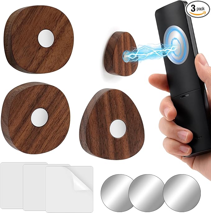 3 Pack Remote Control Holder, Upgraded Wood Magnetic Remote Control Wall Mount by GTian