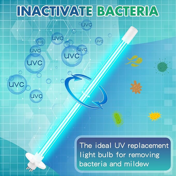 Qualirey 2 Pcs 14" UV Light Replacement Bulb 4 Pin Base 254NM 18W UV Lamp - Image 3