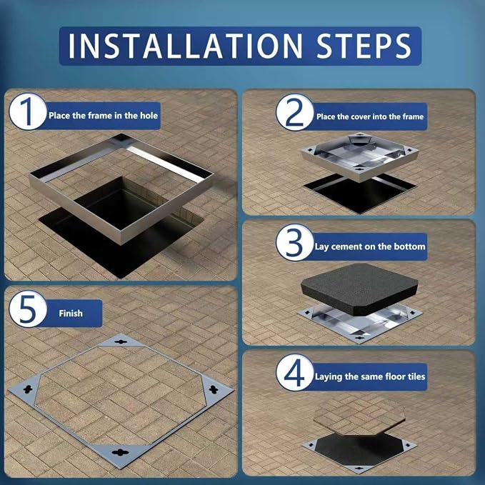 36x36 inch Stainless Steel Square Invisible Manhole Cover | Recessed Septic - Image 7