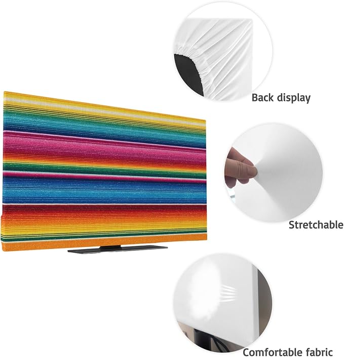 Colorful Mexican Stripe Indoor TV Cover, Elastic TV Screen Protector Rainbow - Image 7