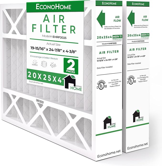 EconoHome 20x25x4 AC Furnace Pleated Air Filter MERV 11 Replacement – Allergen by EconoHome