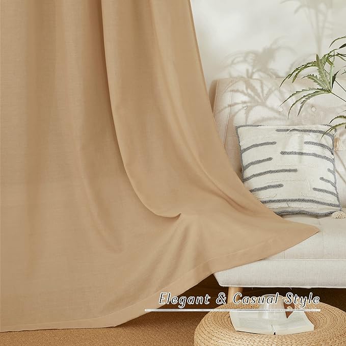 NICETOWN Burlap Linen Kitchen Curtains 36 inch Length, Decorative Thick Flax Small Window Treatments Privacy Assured with Light Filtering for Bedroom/Bathroom, W55 x L36, 2 Panels