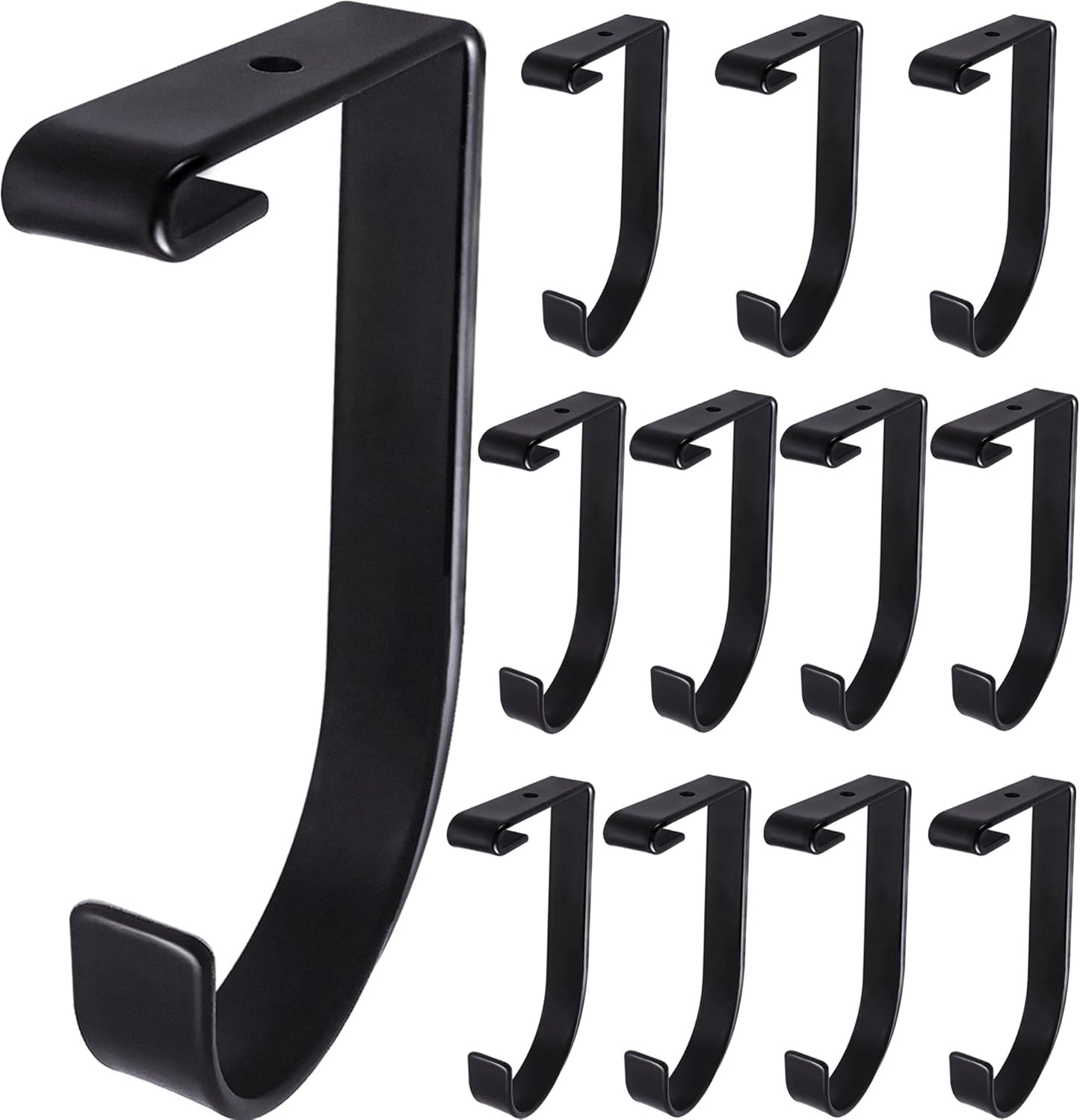 12-Pack Heavy Duty Add-On Storage Flat Hook Accessory for Garage Ceiling Storage Rack and Wall Shelving,Alloy Steel, Black-Suitable for FLEXINOUMTS Ceiling Storage Racks and Wall Shelves
