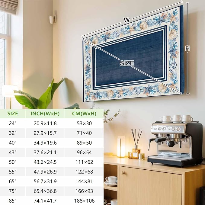 Summer Beach Shell Starfish Conch Indoor TV Cover, Elastic TV Screen Protector - Image 4