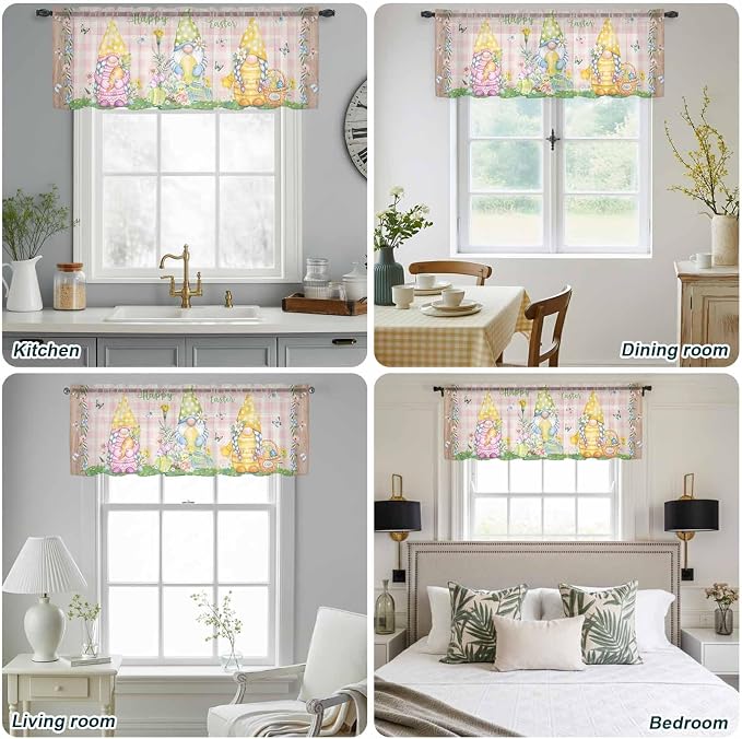 Happy Easter Sheer Valances for Windows 54"x18", Light Filtering Kitchen - Image 5