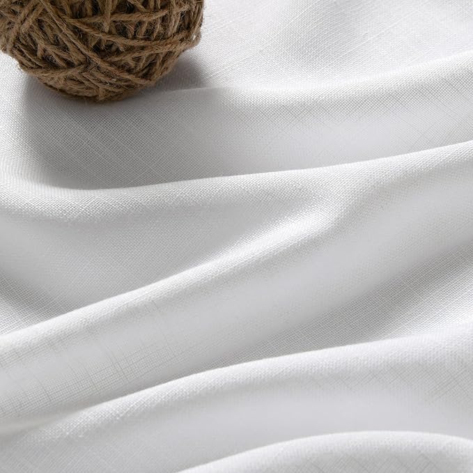 Nanspring White Linen Curtains 84 Inch Length 2 Panels Set for Living Room Back Tab Light Filtering Semi Sheer Curtain for Bedroom Farmhouse Drapes, 60x84 Inch, 2 Panels