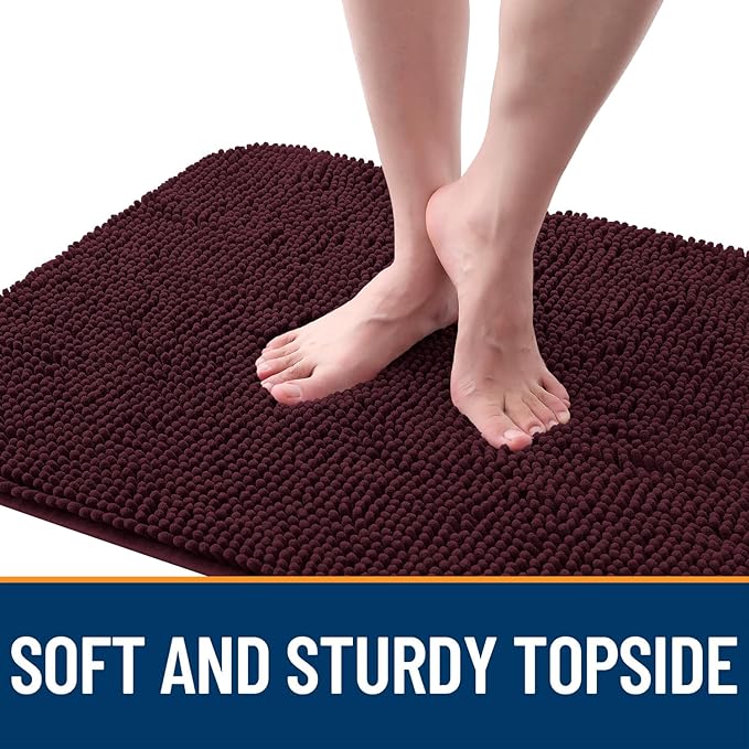 OLANLY Dog Door Mat for Muddy Paws 59x20, Absorbs Moisture and Dirt, Absorbent Non-Slip Washable Doormat, Quick Dry Chenille Mud Mat for Dogs, Entry Indoor Entryway Carpet for Inside Floor, Russet