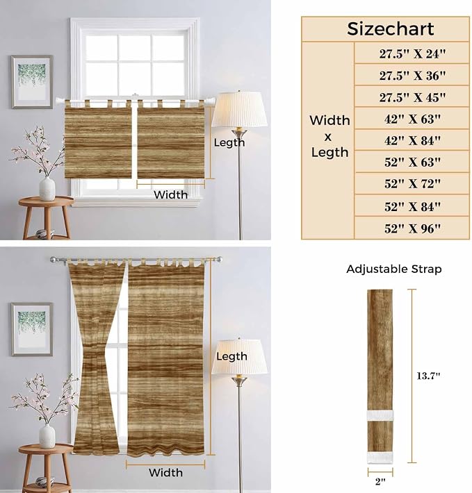 Vintage Western Bedroom Curtains 63 Inch Length, Window Curtains Tab Top - Image 8
