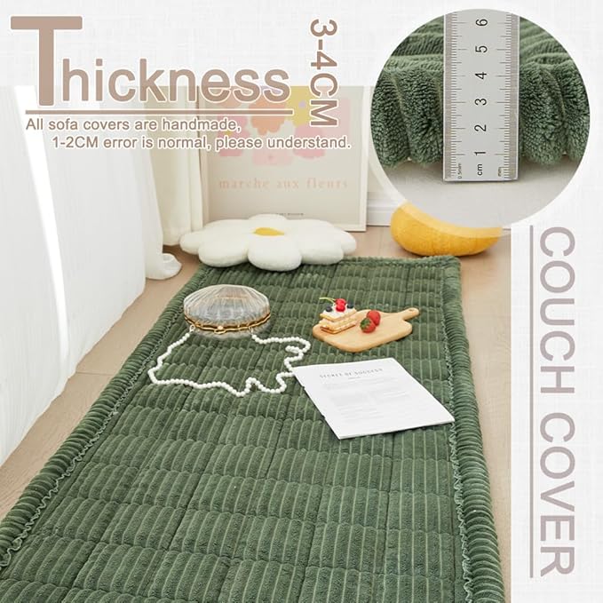 Couch Cover for Dogs Washable, Fuzzy Pet Couch Covers for 3 Cushion Sofa Pet Friendly, Non Slip Sofa Cover (Green, 35" x 82.7"/90 x 210cm)