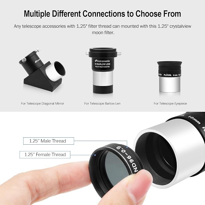Astromania Telescope Filter Moon Filter 1.25 inch, Neutral Color Filter ND96-0.9 - Image 5