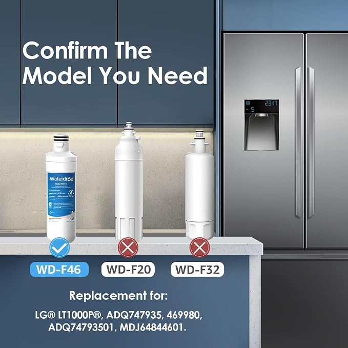 Waterdrop LT1000PC ADQ747935 Refrigerator Water Filter and Air Filter, - Image 3