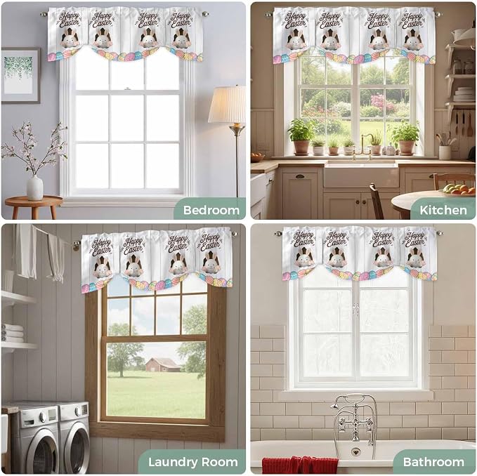 Grey Easter Tie Up Valance Curtains - Image 8