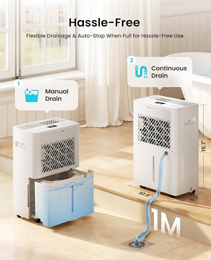 34 Pint Dehumidifier for Basement up to 2500 Sq.Ft, ozeeco Home Dehumidifier - Image 3