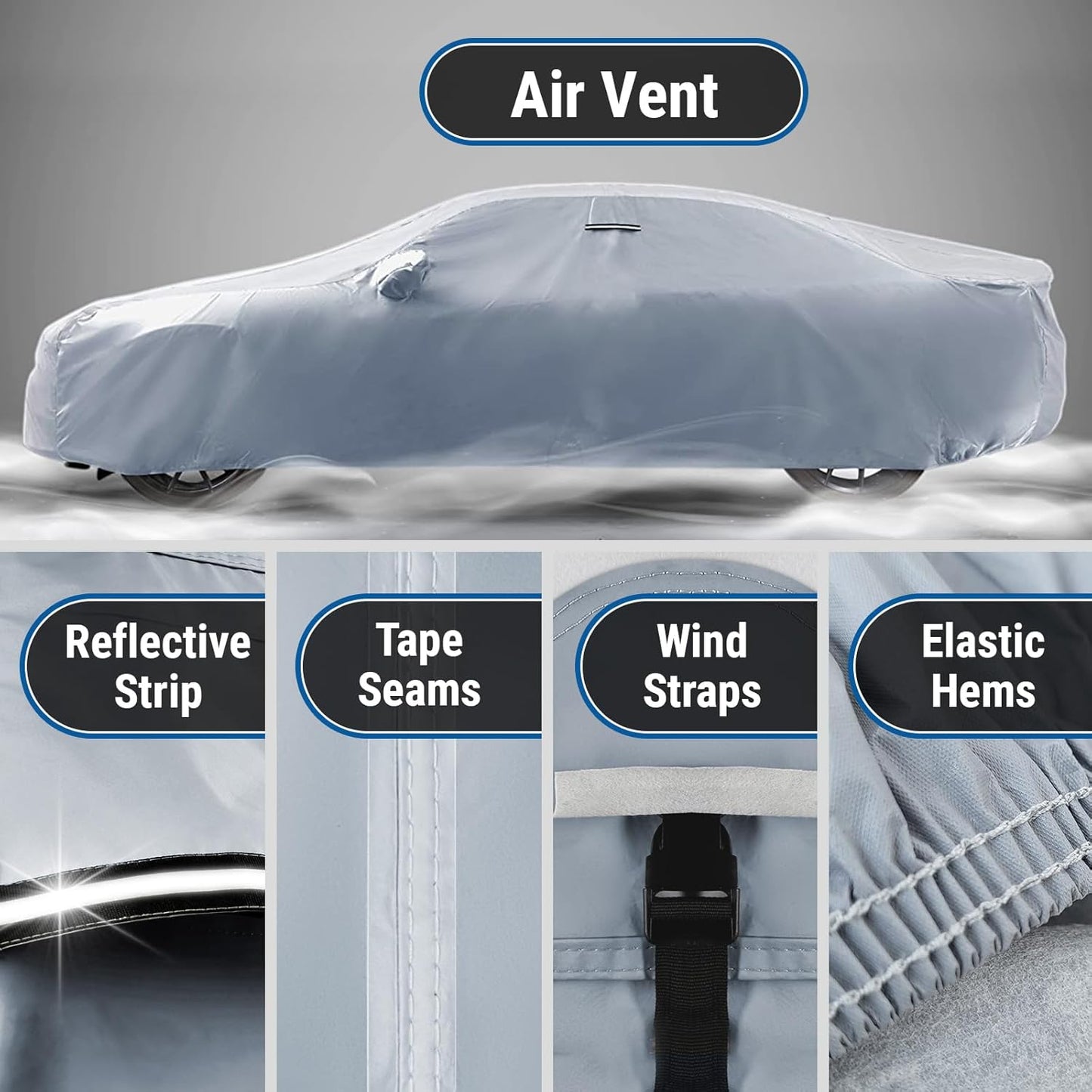 iCarCover Custom Car Cover for Buick Verano (2012-2017) Waterproof All-Weather Rain Snow UV Sun Protector Full Exterior Indoor Outdoor Car Cover (Stripe - Gray/Black)