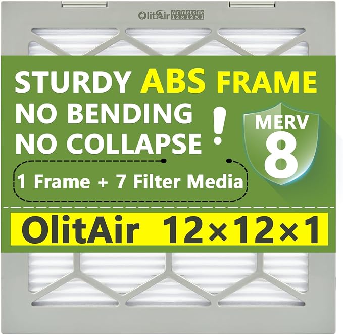 12x12x1 MERV 8 Air Filter, AC Furnace Air Filter, Reusable ABS Plastic Frame - Image 7