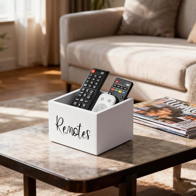 LBEMEY Wood Remote Control Holder, TV Remote Control Organizer - Image 2
