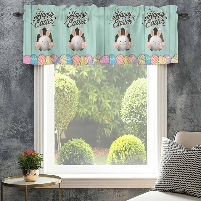 Green Easter Curtain Valances for Windows, Kitchen Valance Window Treatment - Image 4