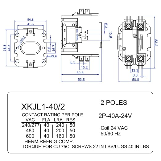 Dreyoo 24V Coil 1 Pole Air Conditioner Contactor, UL Certified Carrier HVAC - Image 2