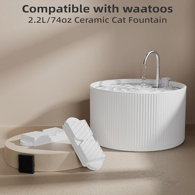 Cat Water Fountain Filters for 74oz/2.2L Ceramic Cat Water Fountain, - Image 2