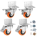 Caster Wheels, 3 Inch L-Shaped Casters Set of 4 Heavy Duty, Locking Caster by BOSGEOT