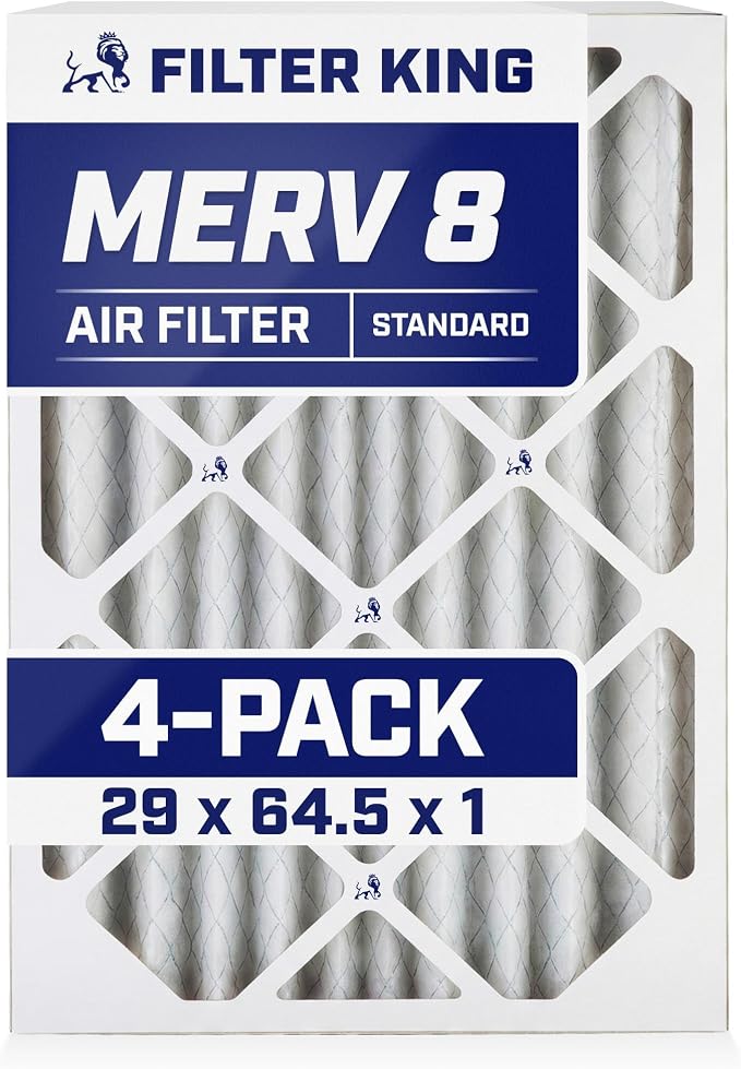 Filter King 29x64.5x1 Air Filter | 4-PACK | MERV 8 HVAC Pleated A/C Furnace by FilterKing