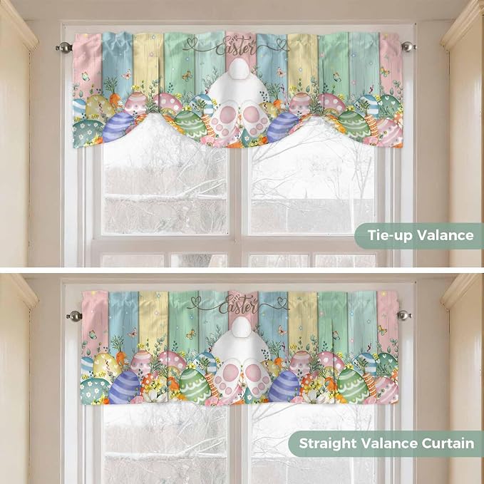Easter Tie Up Valance Curtains for Windows, Kitchen Curtains Window Shades - Image 5