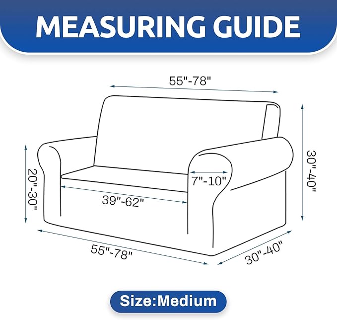 KEKUOU Stretch Loveseat Sofa Cover Slipcover,Couch Covers for 2 Cushion Couch Sofa (55"-78") Furniture Protector Sofa with Elastic Bottom for Kids,Dog. Jacquard Small Checked (Medium,Dark Purple)