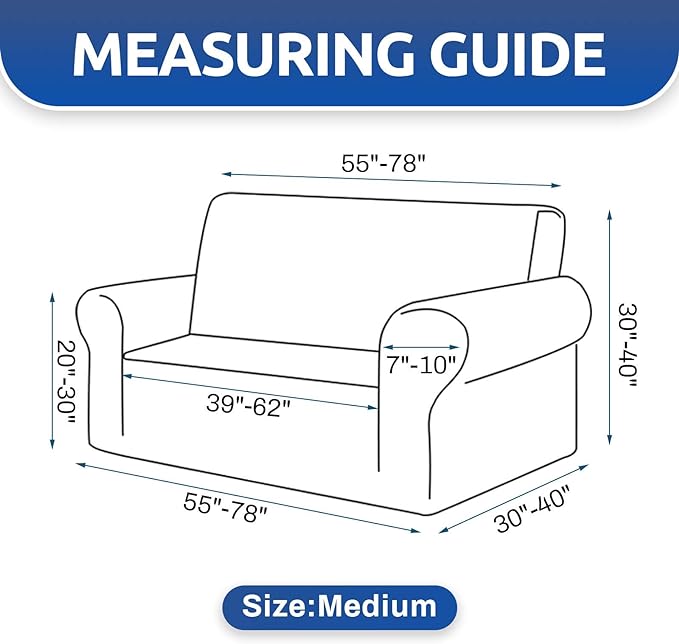 KEKUOU Stretch Loveseat Sofa Cover Slipcover,Couch Covers for 2 Cushion Couch Sofa (55"-78") Furniture Protector Sofa with Elastic Bottom for Kids,Dog. Jacquard Small Checked (Medium,Dark Red)